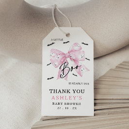 Coquette Roze Bow Little Boo Baby shower Cadeaulabel