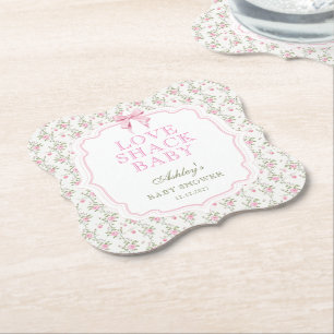 Coquette Roze Bow Love Shack Meisje Baby shower Kartonnen Onderzetters