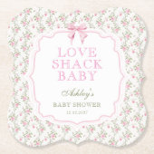 Coquette Roze Bow Love Shack Meisje Baby shower Kartonnen Onderzetters (Voorkant)