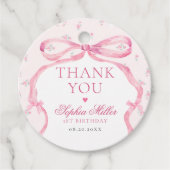 Coquette Roze Bow Love Shack Verjaardag Bedankjes Labels (Voorkant)