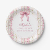Coquette Roze Bow Love Shack Verjaardag Papieren Bordje (Voorkant)