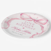 Coquette Roze Bow Love Shack Verjaardag Papieren Bordje (Gekanteld)