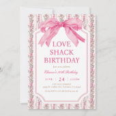 Coquette Roze Bow Love Shack Verjaardagsfeestje Kaart (Voorkant)