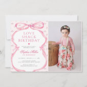 Coquette Roze Bow Love Shack Verjaardagsfoto Kaart (Voorkant)