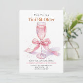 Coquette Roze Bow Martini Verjaardag Kaart (Staand voorkant)