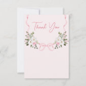 Coquette Roze Bow Meisjes Winter Bloemen Baby show Bedankkaart (Achterkant)