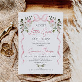 Coquette Roze Bow Meisjes Winter Bloemen Baby show Kaart