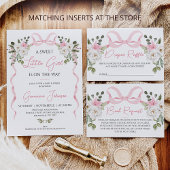 Coquette Roze Bow Meisjes Winter Bloemen Baby show Kaart