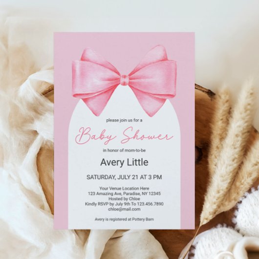 Coquette Roze Bow Modern Girl Baby shower Kaart
