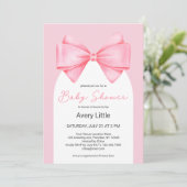Coquette Roze Bow Modern Girl Baby shower Kaart (Staand voorkant)