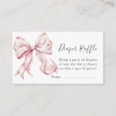 Coquette Roze Bow Parels Baby shower Luier Raffle Informatiekaartje (Voorkant)