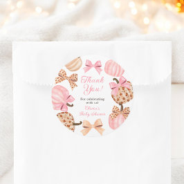 Coquette Roze Bow Pompoen Baby shower Dank u Ronde Sticker