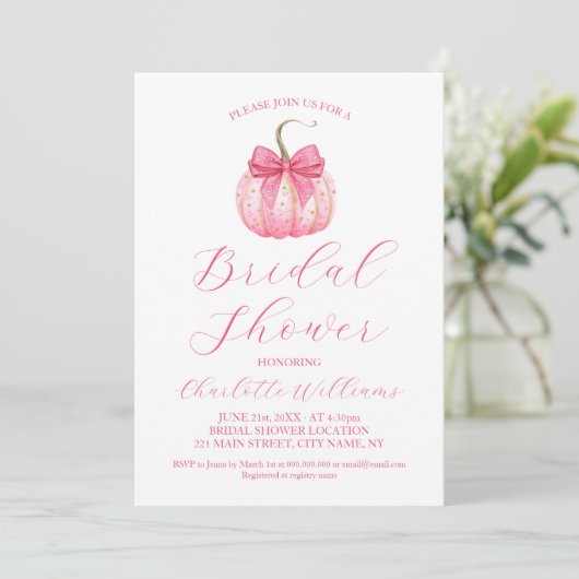 Coquette Roze Bow Pompoen Halloween Vrijgezellenfe Kaart (Staand voorkant)