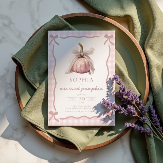 Coquette Roze Bow Pompoen Herfst 1e Verjaardag Par Kaart