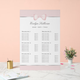 Coquette Roze Bow prijslijst Acryl Bord