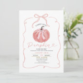Coquette Roze Bow Pumpkin Baby shower Kaart (Staand voorkant)
