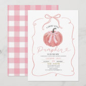 Coquette Roze Bow Pumpkin Baby shower Kaart (Voorkant / Achterkant)
