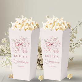 Coquette Roze Bow Quinceanera Sweet 16 Popcorn Bedankdoosjes