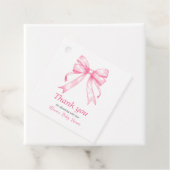 Coquette Roze Bow Retro Meisje Baby shower Bedankjes Labels (In situ)