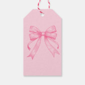 Coquette Roze Bow Retro Meisje Baby shower Cadeaulabel (Achterkant)