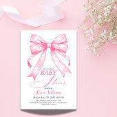 Coquette Roze Bow Retro Meisje Baby shower Kaart