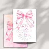 Coquette Roze Bow Retro Meisje Baby shower Kaart