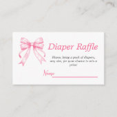 Coquette Roze Bow Retro Meisje Baby shower Luier Informatiekaartje (Voorkant)