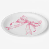 Coquette Roze Bow Retro Meisje Baby shower Papieren Bordje (Gekanteld)