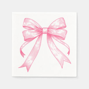 Coquette Roze Bow Retro Meisje Baby shower Servet