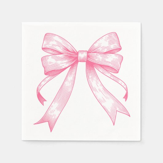 Coquette Roze Bow Retro Meisje Baby shower Servet (Voorkant)