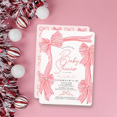 Coquette Roze Bow/Ribbon Girl Baby shower Kaart