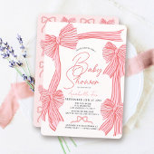 Coquette Roze Bow/Ribbon Girl Baby shower Kaart