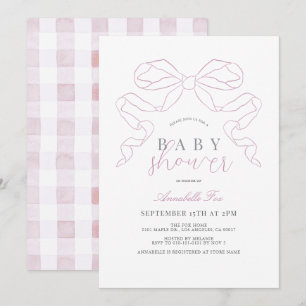 Coquette Roze Bow/Ribbon Girl Baby shower Kaart
