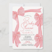 Coquette Roze Bow/Ribbon Girl Baby shower Kaart (Voorkant)