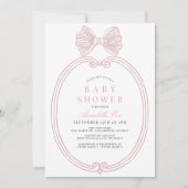 Coquette Roze Bow Ribbon Lijst Meisje Baby shower Kaart (Voorkant)
