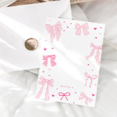 Coquette Roze Bow Ribbon Notitiekaartje
