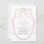 Coquette Roze Bow/Ribbon Tiara Meisje Baby shower Kaart (Voorkant)