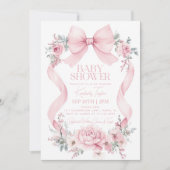 Coquette Roze Bow Rozen Flowers Baby shower Kaart (Voorkant)