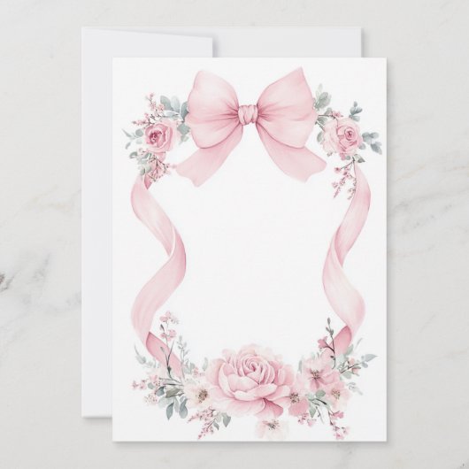 Coquette Roze Bow Rozen Flowers Baby shower Kaart (Achterkant)