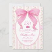 Coquette Roze Bow Shabby Chic Graduation Party Kaart (Voorkant)