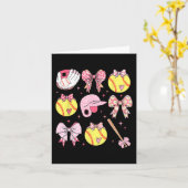 Coquette Roze Bow Softball Moeder Moederdag Kaart (Gele Bloem)