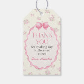 Coquette Roze Bow Verjaardag Gift Label Cadeaulabel (Voorkant)