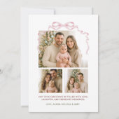 Coquette Roze Bow Vier Foto Kerstmis Feestdagenkaart (Achterkant)