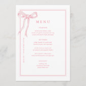 Coquette Roze Bow Vrijgezellenfeest Menu (Voorkant)