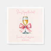 Coquette Roze Bow Waterverf Vrijgezellenfeest Servet (Voorkant)