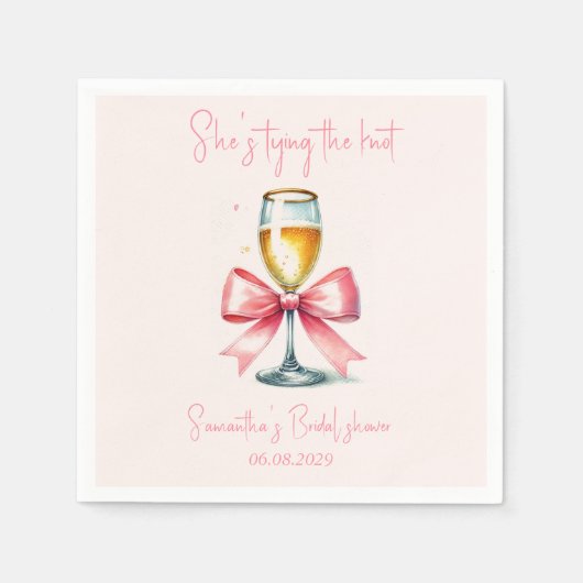 Coquette Roze Bow Waterverf Vrijgezellenfeest Servet (Voorkant)