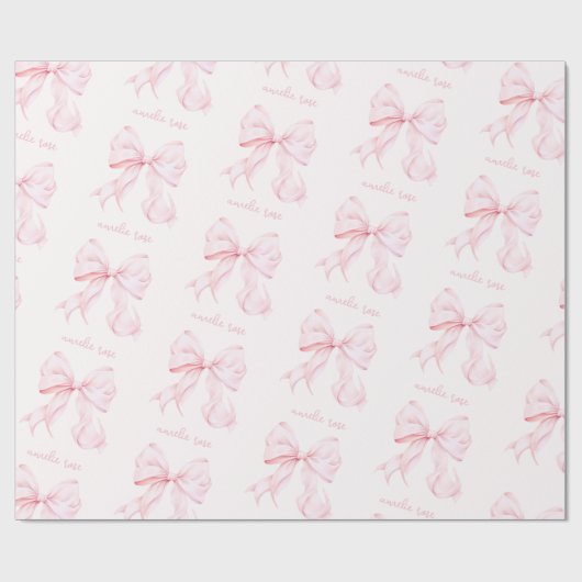 Coquette Roze Bow Wrapping Paper Cadeaupapier (Vlak)