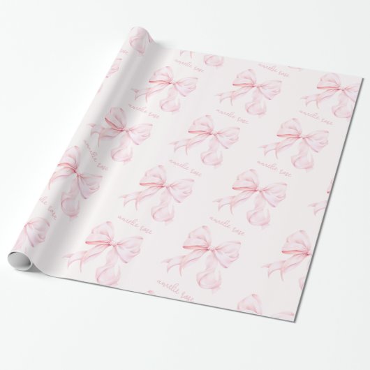 Coquette Roze Bow Wrapping Paper Cadeaupapier (Uitgerold)