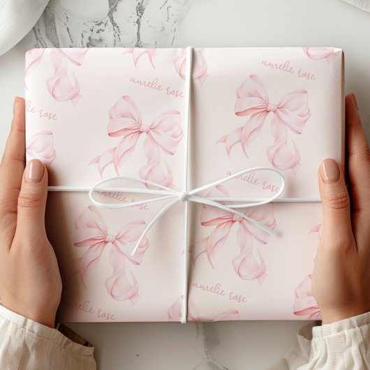 Coquette Roze Bow Wrapping Paper Cadeaupapier