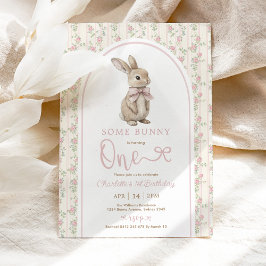 Coquette Roze Bunny Konijn 1e Verjaardag Kaart